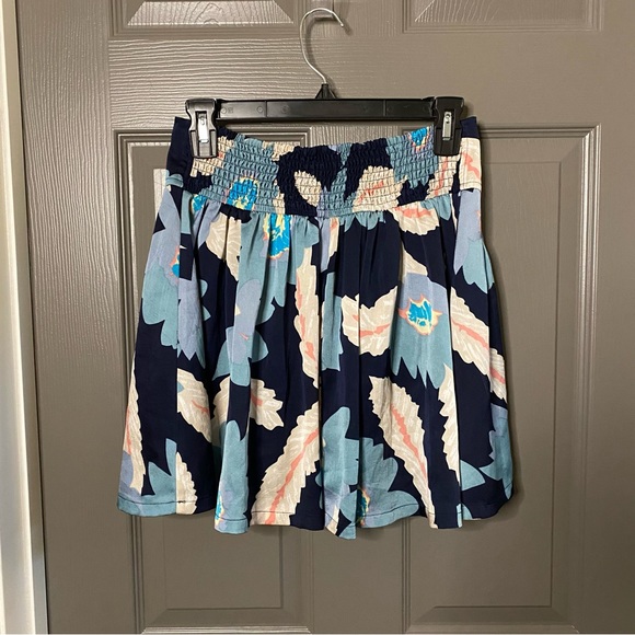 FREE PEOPLE Vtg. Skirt Floral Boho Mini Small Blue White Pink - Picture 5 of 9